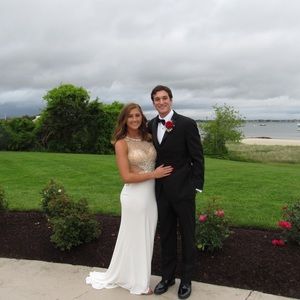 White beaded prom dress